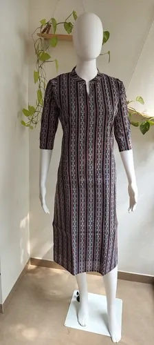 Pure Cotton Kurti - Black - Side Open Kurti